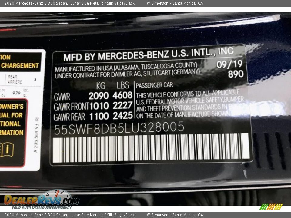 2020 Mercedes-Benz C 300 Sedan Lunar Blue Metallic / Silk Beige/Black Photo #11