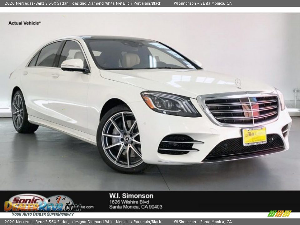 2020 Mercedes-Benz S 560 Sedan designo Diamond White Metallic / Porcelain/Black Photo #1