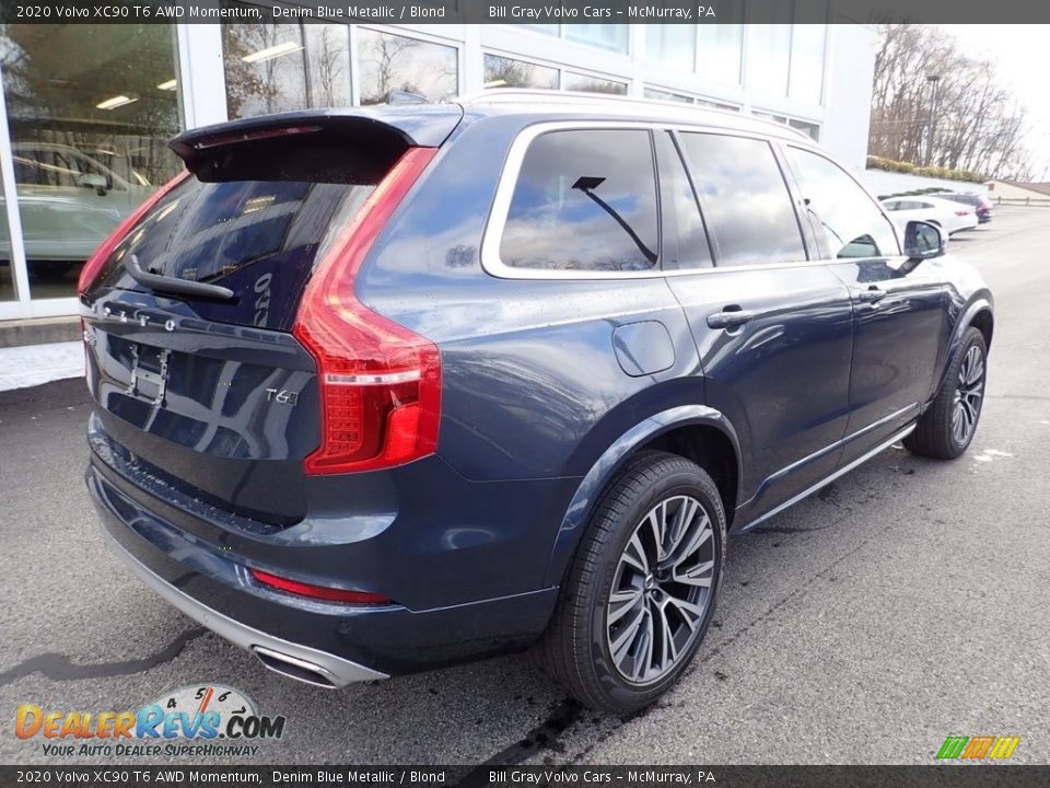 2020 Volvo XC90 T6 AWD Momentum Denim Blue Metallic / Blond Photo #2