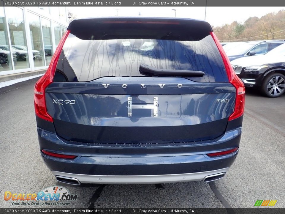 2020 Volvo XC90 T6 AWD Momentum Denim Blue Metallic / Blond Photo #3