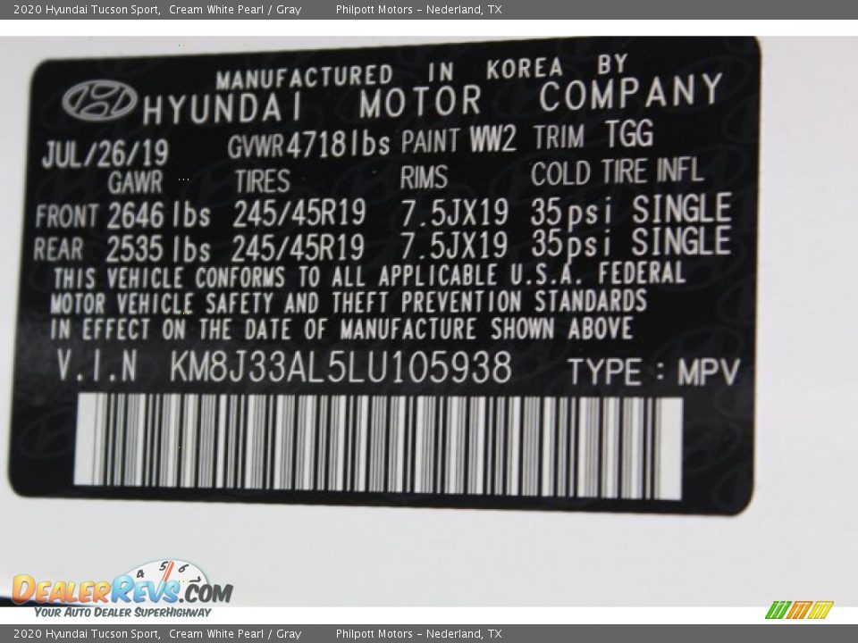 2020 Hyundai Tucson Sport Cream White Pearl / Gray Photo #26