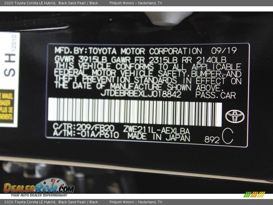 2020 Toyota Corolla LE Hybrid Black Sand Pearl / Black Photo #25