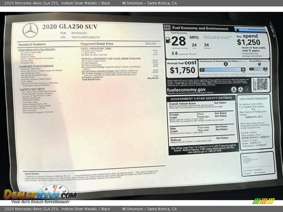 2020 Mercedes-Benz GLA 250 Iridium Silver Metallic / Black Photo #10