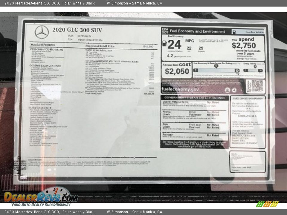 2020 Mercedes-Benz GLC 300 Polar White / Black Photo #10