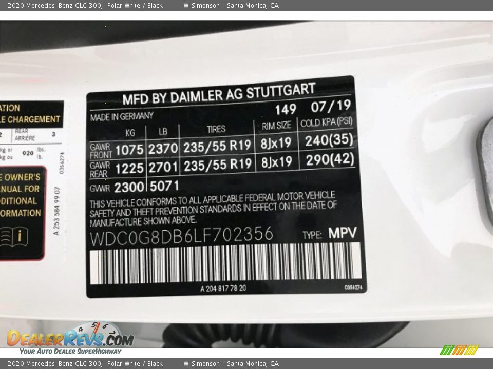 2020 Mercedes-Benz GLC 300 Polar White / Black Photo #11