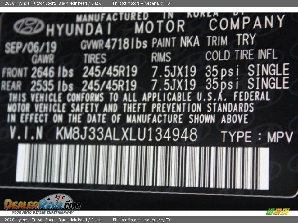 2020 Hyundai Tucson Sport Black Noir Pearl / Black Photo #26