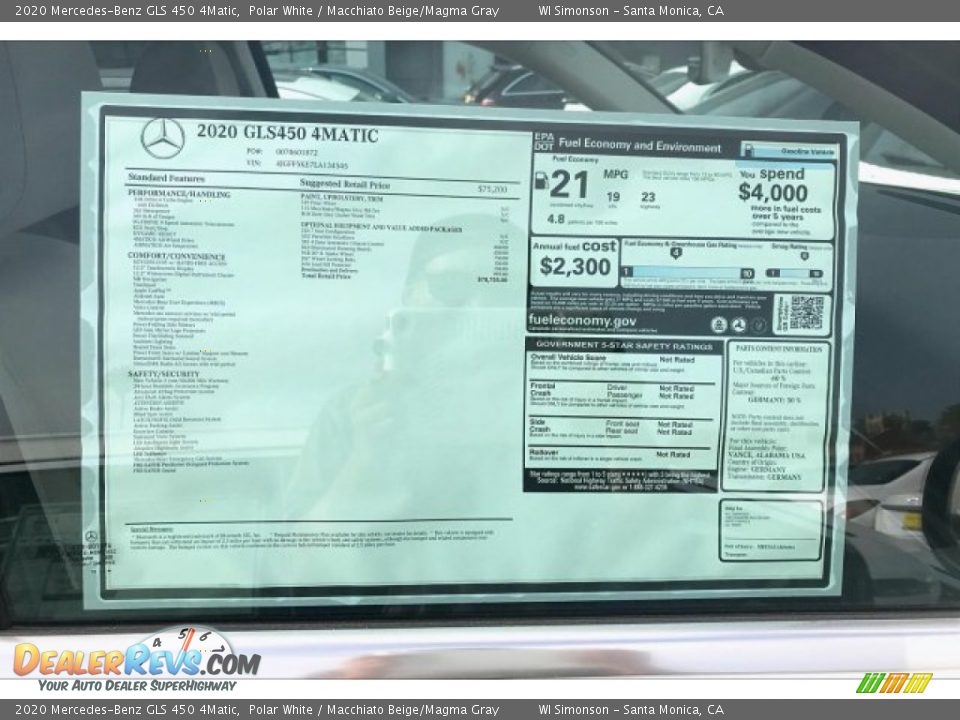 2020 Mercedes-Benz GLS 450 4Matic Polar White / Macchiato Beige/Magma Gray Photo #10