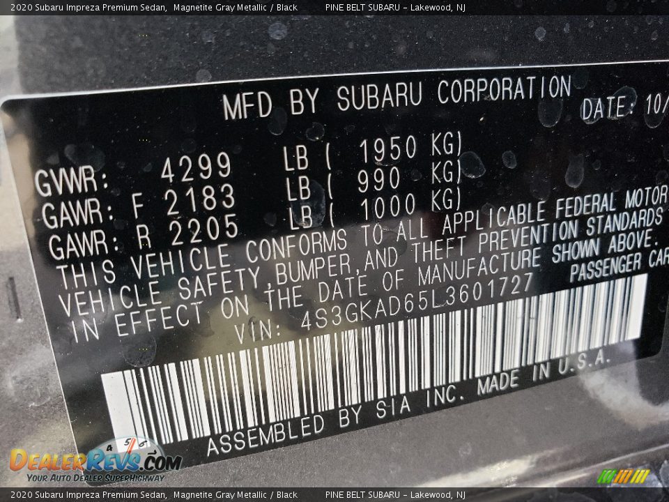 2020 Subaru Impreza Premium Sedan Magnetite Gray Metallic / Black Photo #9