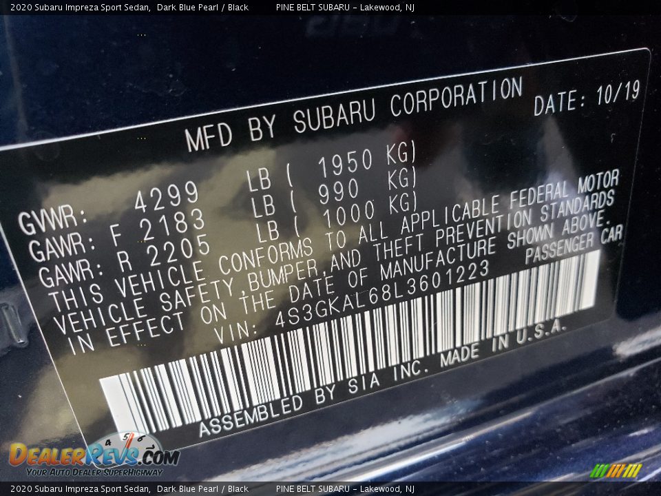 2020 Subaru Impreza Sport Sedan Dark Blue Pearl / Black Photo #9