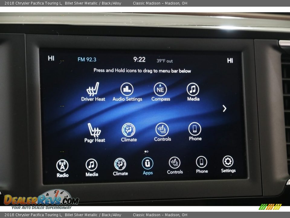 2018 Chrysler Pacifica Touring L Billet Silver Metallic / Black/Alloy Photo #12
