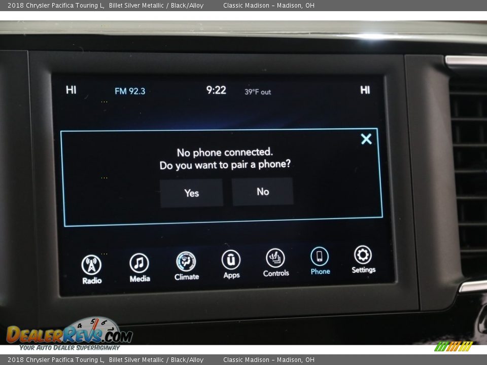 2018 Chrysler Pacifica Touring L Billet Silver Metallic / Black/Alloy Photo #14