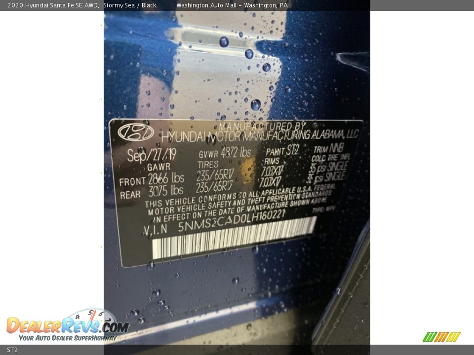 Hyundai Color Code ST2 Stormy Sea