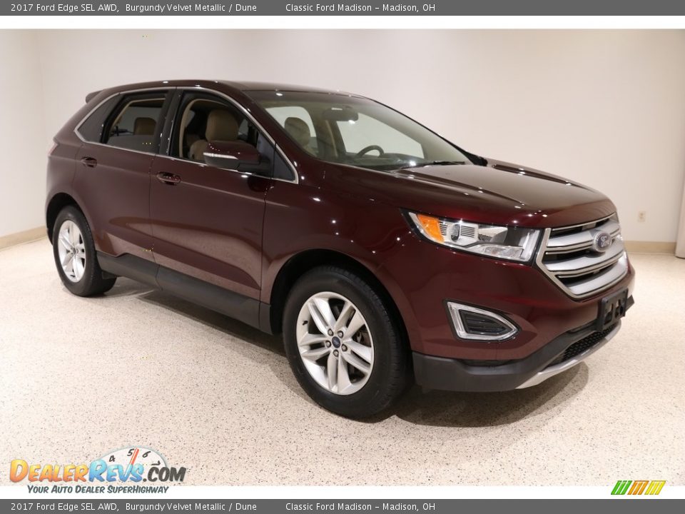 2017 Ford Edge SEL AWD Burgundy Velvet Metallic / Dune Photo #1