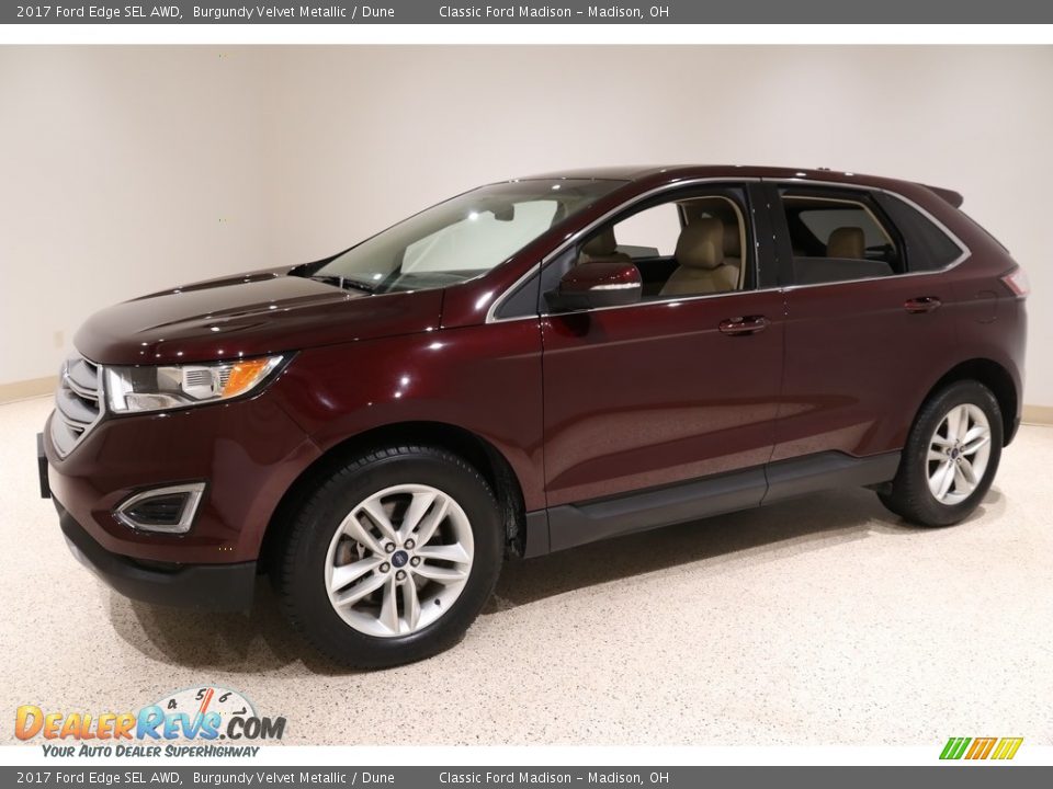 2017 Ford Edge SEL AWD Burgundy Velvet Metallic / Dune Photo #3