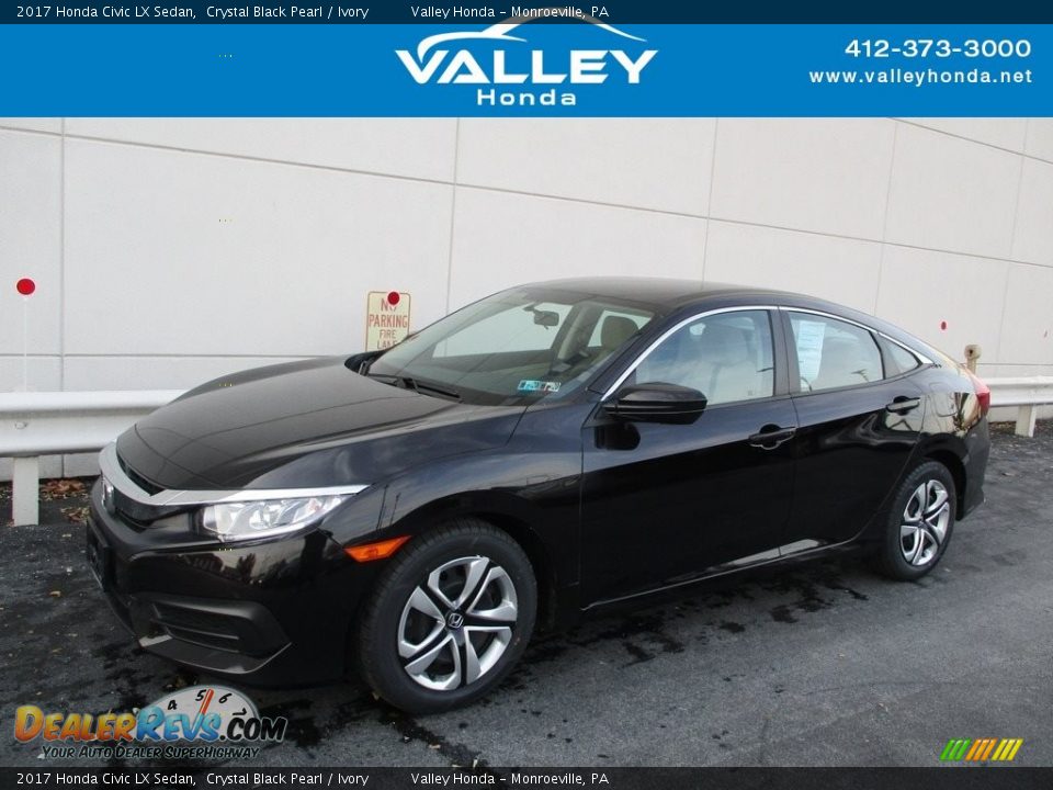 2017 Honda Civic LX Sedan Crystal Black Pearl / Ivory Photo #1
