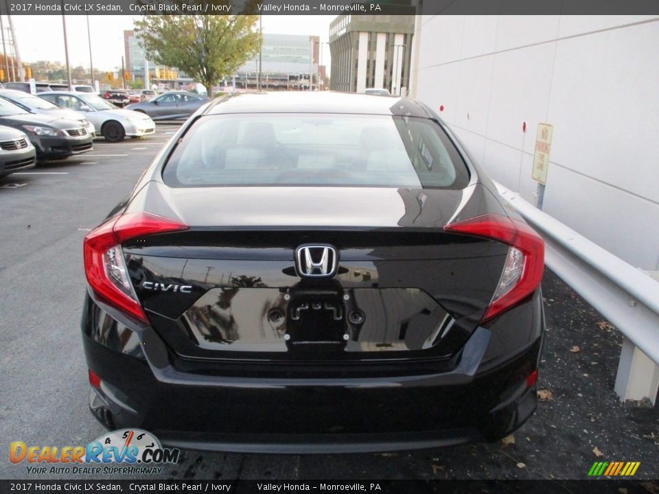 2017 Honda Civic LX Sedan Crystal Black Pearl / Ivory Photo #4