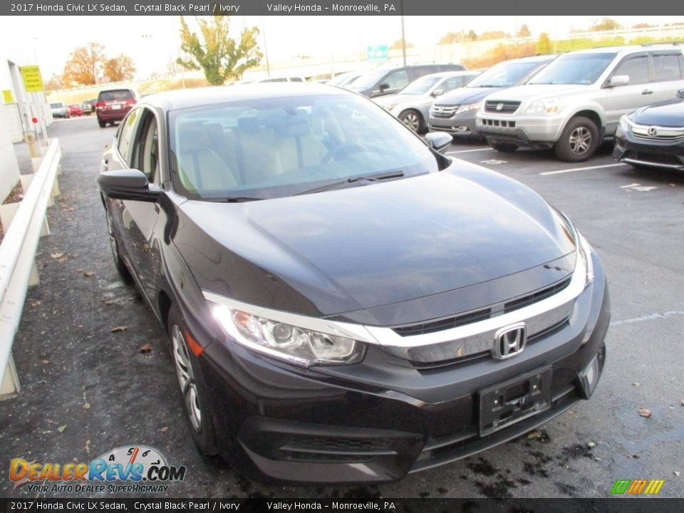 2017 Honda Civic LX Sedan Crystal Black Pearl / Ivory Photo #7