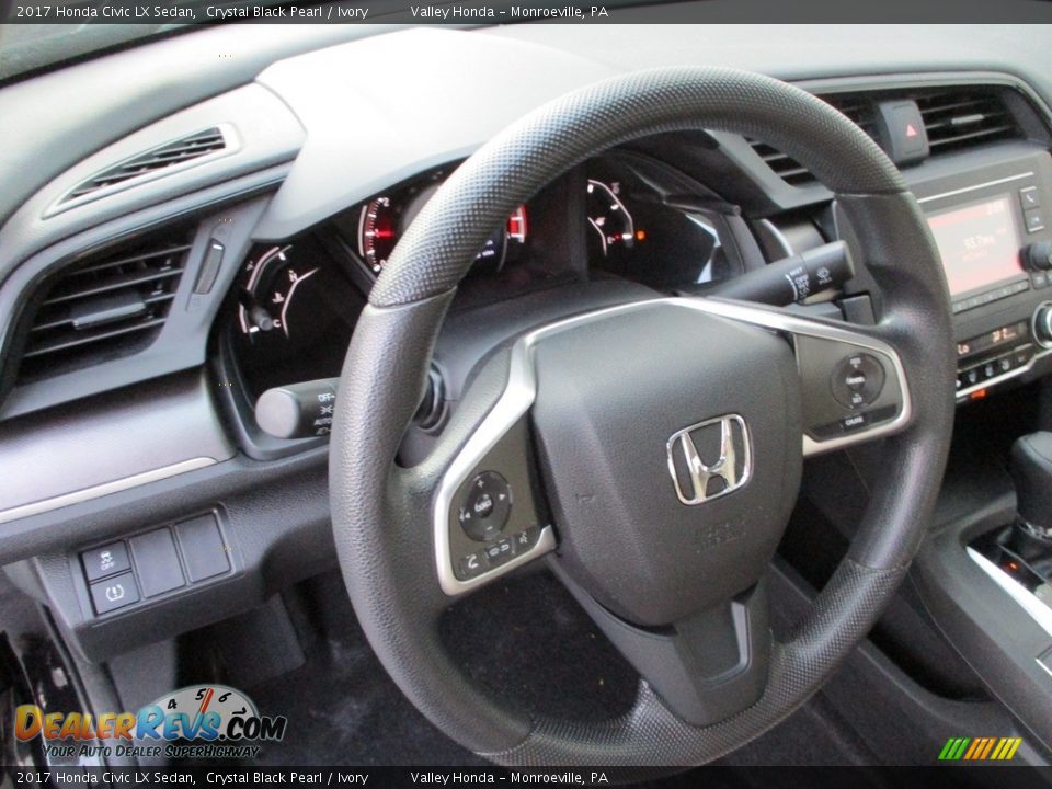 2017 Honda Civic LX Sedan Crystal Black Pearl / Ivory Photo #13