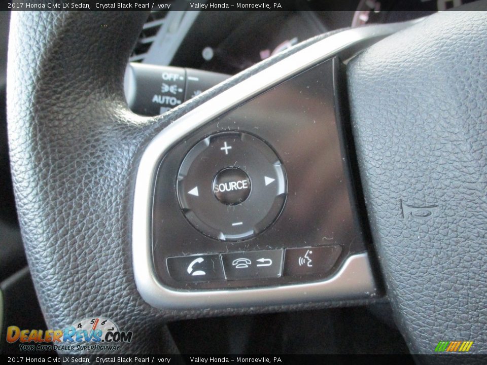 2017 Honda Civic LX Sedan Crystal Black Pearl / Ivory Photo #18