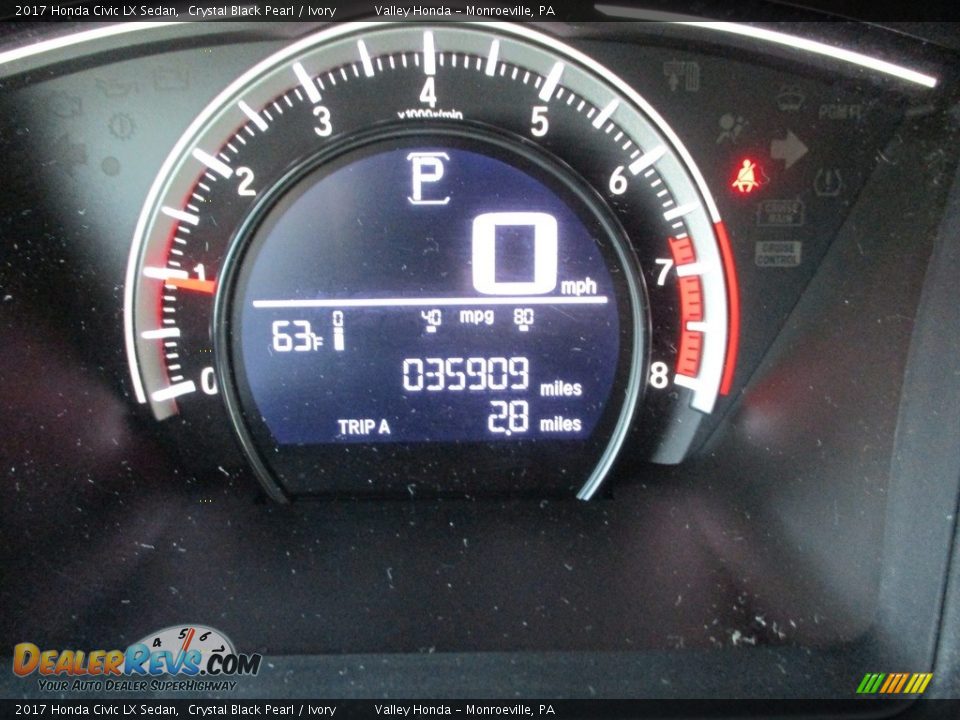 2017 Honda Civic LX Sedan Crystal Black Pearl / Ivory Photo #20