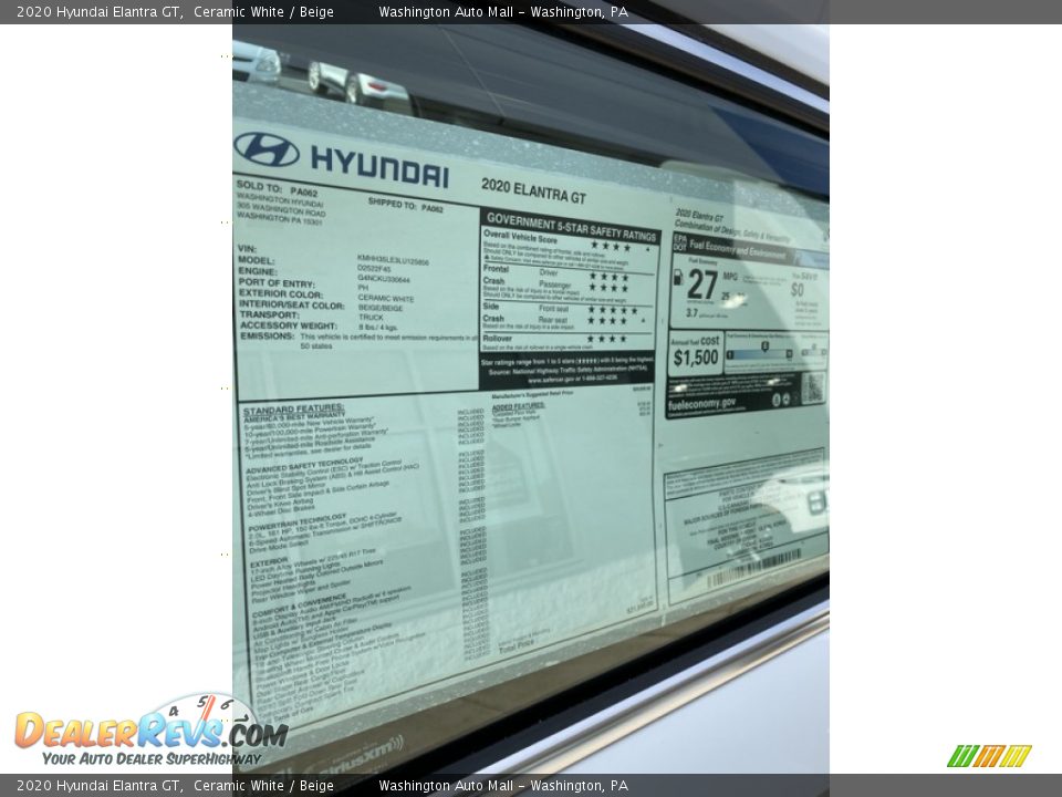 2020 Hyundai Elantra GT Ceramic White / Beige Photo #16
