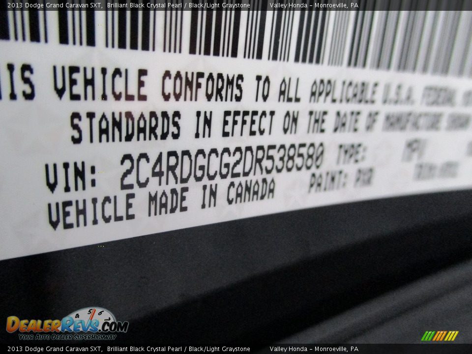 2013 Dodge Grand Caravan SXT Brilliant Black Crystal Pearl / Black/Light Graystone Photo #19