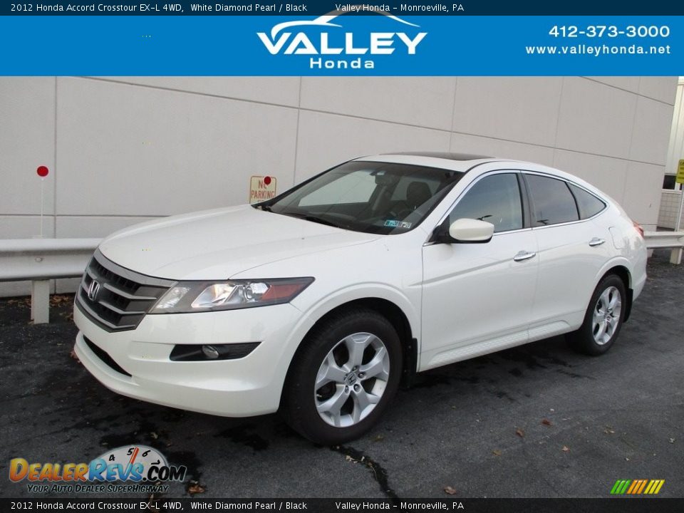 2012 Honda Accord Crosstour EX-L 4WD White Diamond Pearl / Black Photo #1