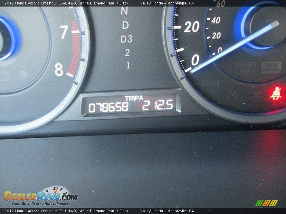 2012 Honda Accord Crosstour EX-L 4WD White Diamond Pearl / Black Photo #20