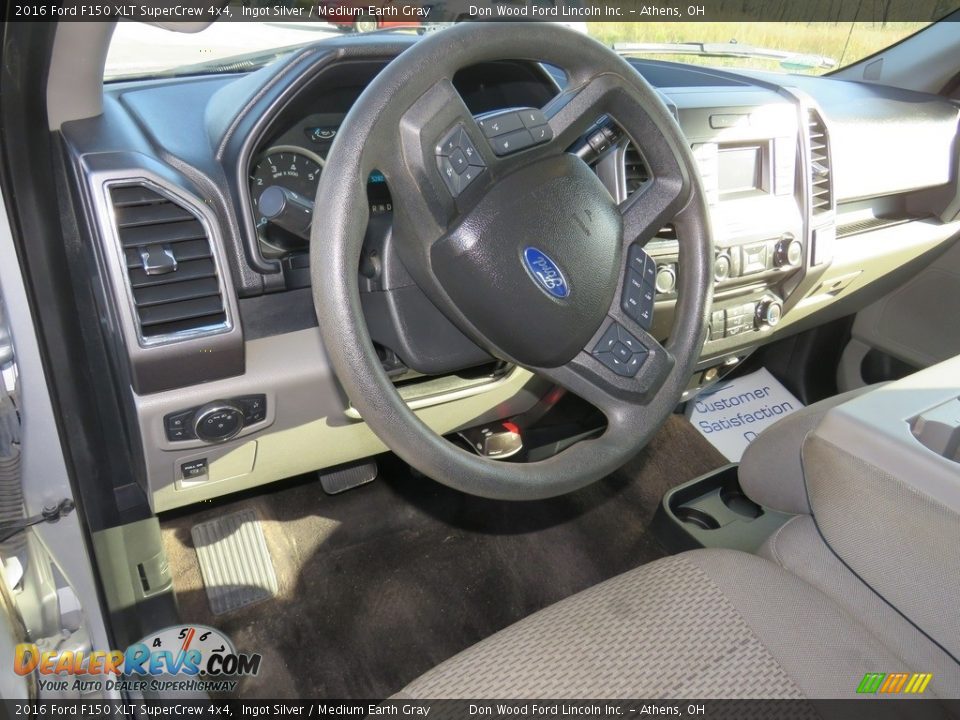 2016 Ford F150 XLT SuperCrew 4x4 Ingot Silver / Medium Earth Gray Photo #16