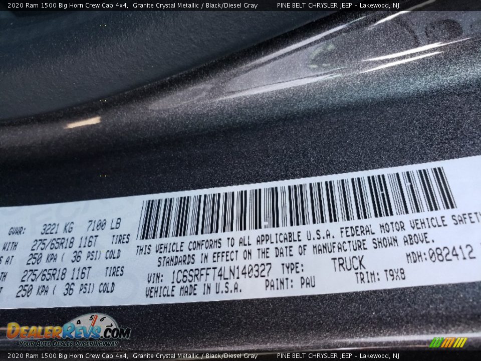 2020 Ram 1500 Big Horn Crew Cab 4x4 Granite Crystal Metallic / Black/Diesel Gray Photo #10