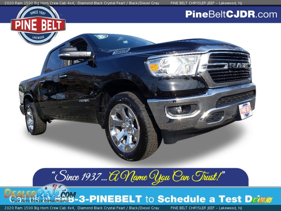 2020 Ram 1500 Big Horn Crew Cab 4x4 Diamond Black Crystal Pearl / Black/Diesel Gray Photo #1