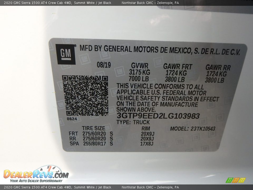 2020 GMC Sierra 1500 AT4 Crew Cab 4WD Summit White / Jet Black Photo #10