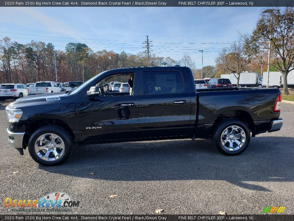 2020 Ram 1500 Big Horn Crew Cab 4x4 Diamond Black Crystal Pearl / Black/Diesel Gray Photo #3