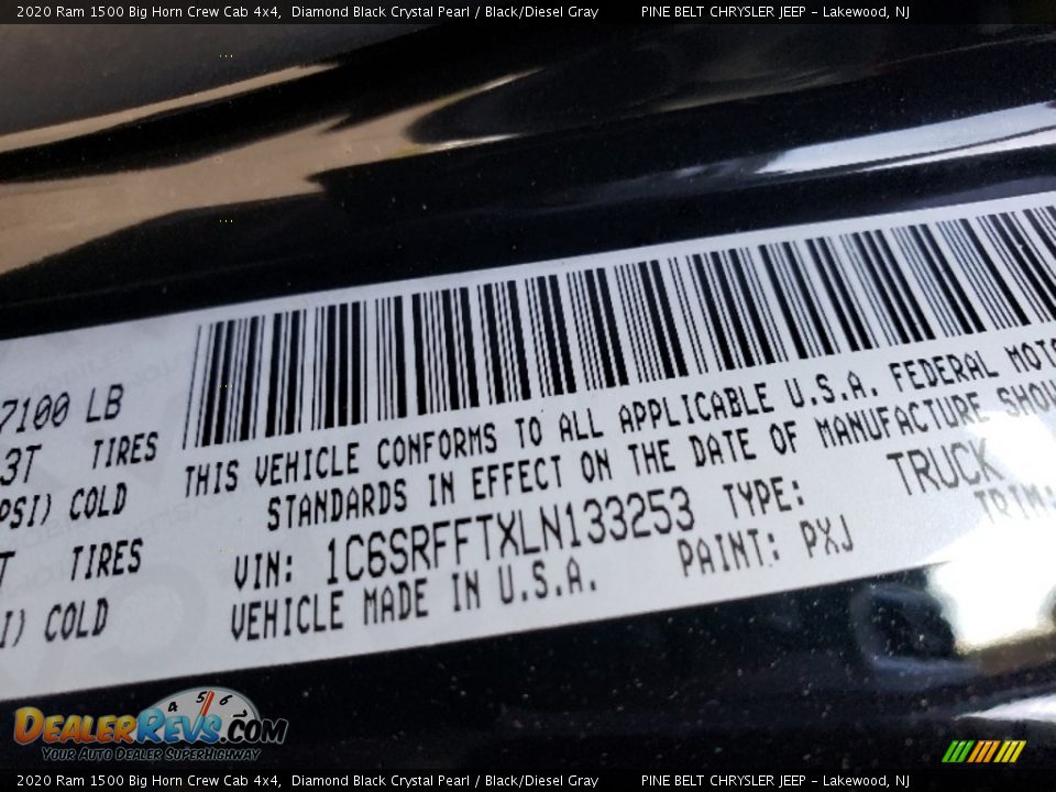2020 Ram 1500 Big Horn Crew Cab 4x4 Diamond Black Crystal Pearl / Black/Diesel Gray Photo #9