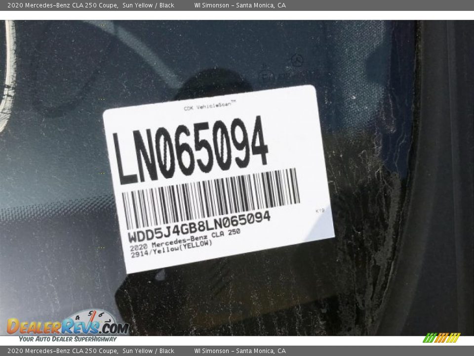 2020 Mercedes-Benz CLA 250 Coupe Sun Yellow / Black Photo #11
