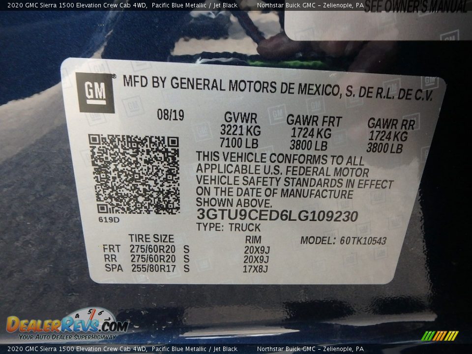 2020 GMC Sierra 1500 Elevation Crew Cab 4WD Pacific Blue Metallic / Jet Black Photo #10