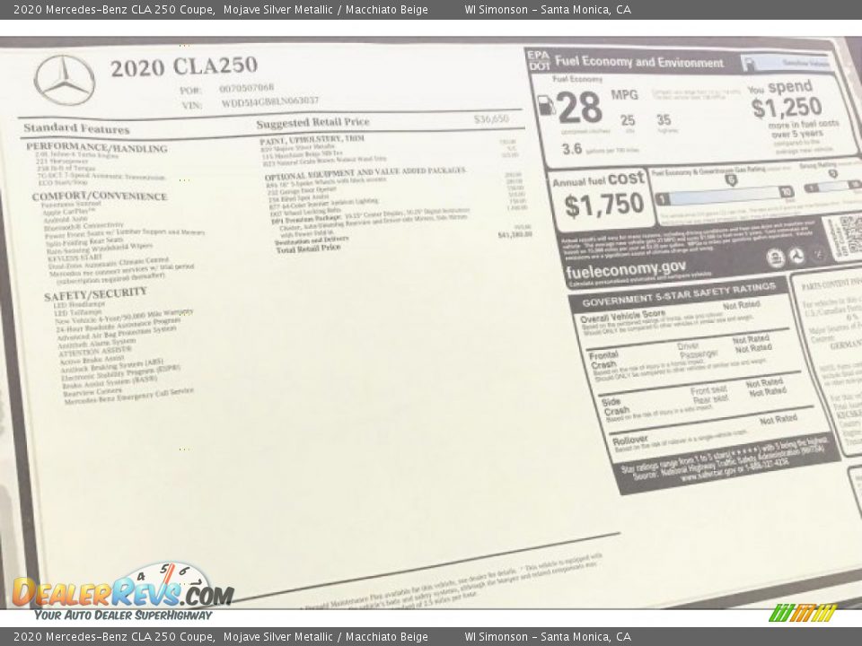 2020 Mercedes-Benz CLA 250 Coupe Mojave Silver Metallic / Macchiato Beige Photo #10