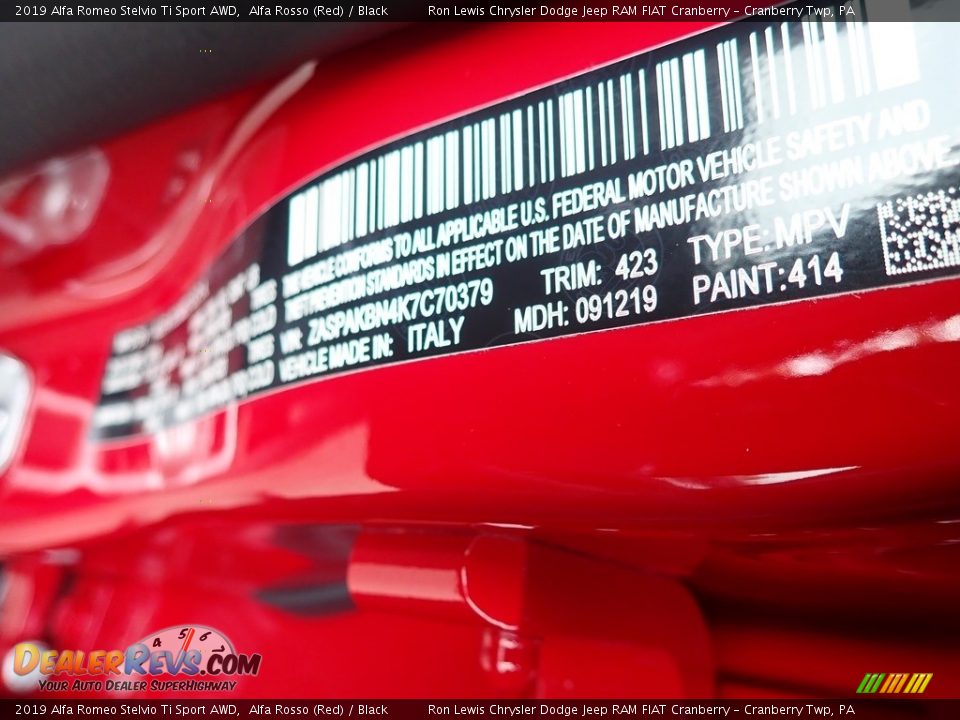 2019 Alfa Romeo Stelvio Ti Sport AWD Alfa Rosso (Red) / Black Photo #19