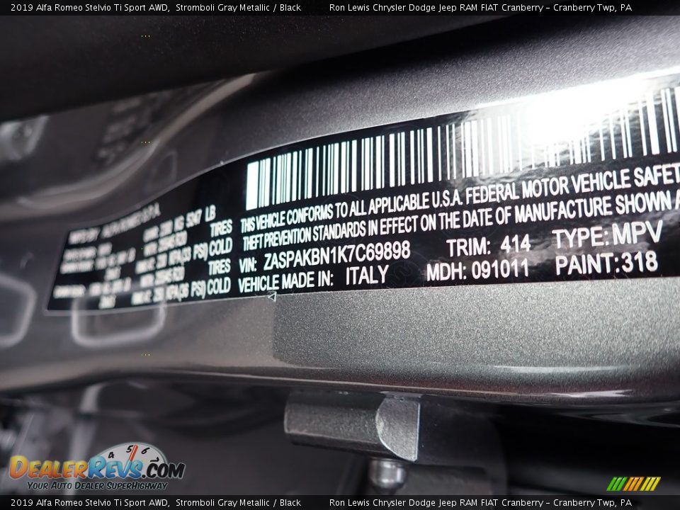 2019 Alfa Romeo Stelvio Ti Sport AWD Stromboli Gray Metallic / Black Photo #16