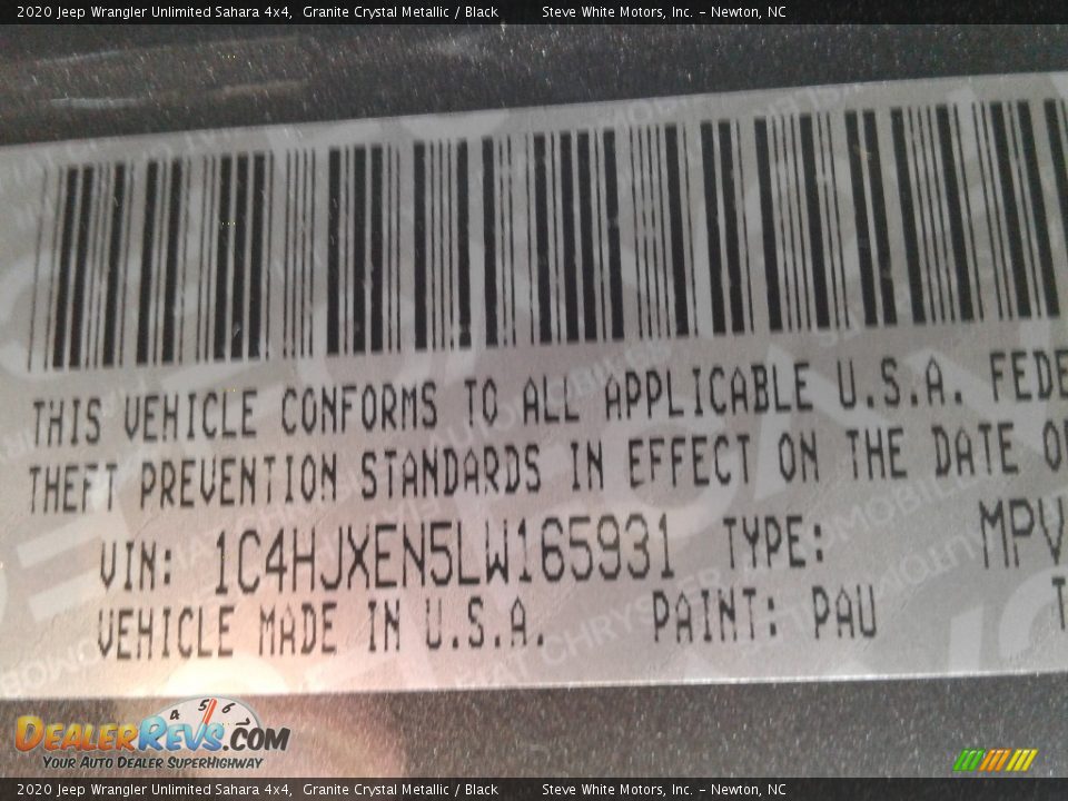 2020 Jeep Wrangler Unlimited Sahara 4x4 Granite Crystal Metallic / Black Photo #30