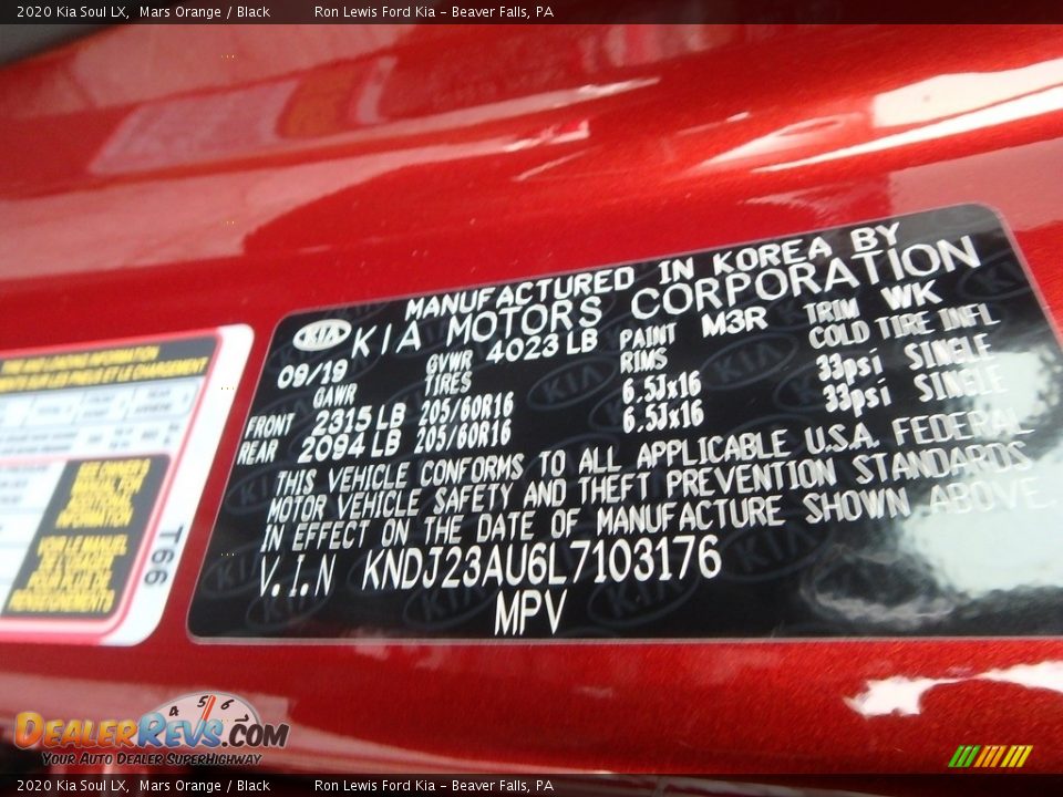 2020 Kia Soul LX Mars Orange / Black Photo #11