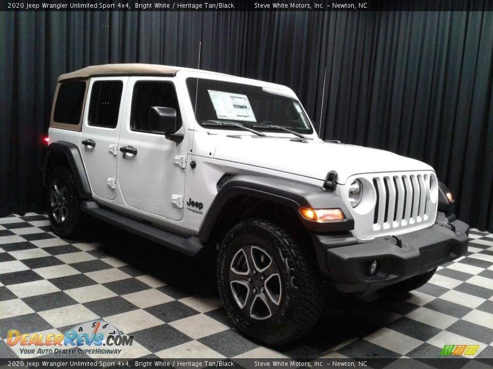 2020 Jeep Wrangler Unlimited Sport 4x4 Bright White / Heritage Tan/Black Photo #4