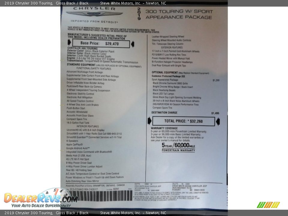 2019 Chrysler 300 Touring Gloss Black / Black Photo #31