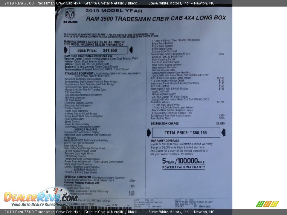 2019 Ram 3500 Tradesman Crew Cab 4x4 Granite Crystal Metallic / Black Photo #29