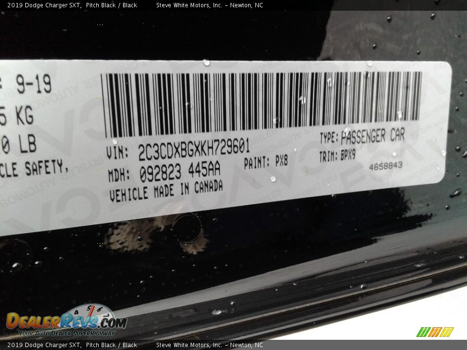 2019 Dodge Charger SXT Pitch Black / Black Photo #30