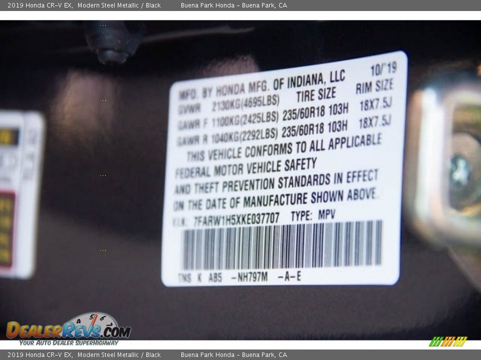 2019 Honda CR-V EX Modern Steel Metallic / Black Photo #28