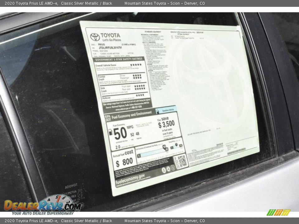 2020 Toyota Prius LE AWD-e Classic Silver Metallic / Black Photo #10