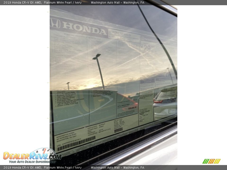 2019 Honda CR-V EX AWD Platinum White Pearl / Ivory Photo #15