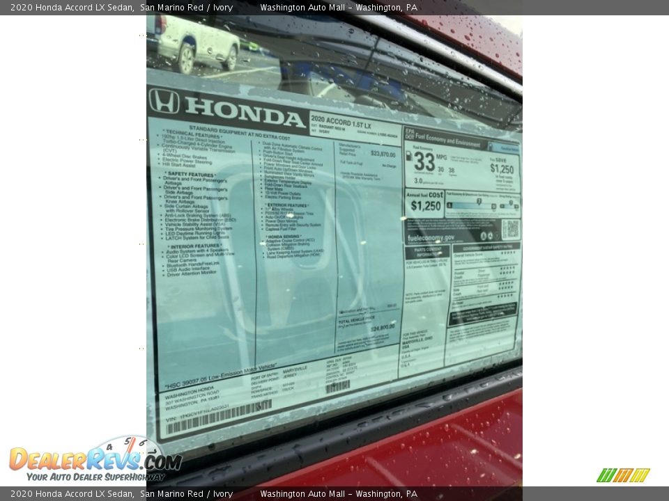 2020 Honda Accord LX Sedan San Marino Red / Ivory Photo #15