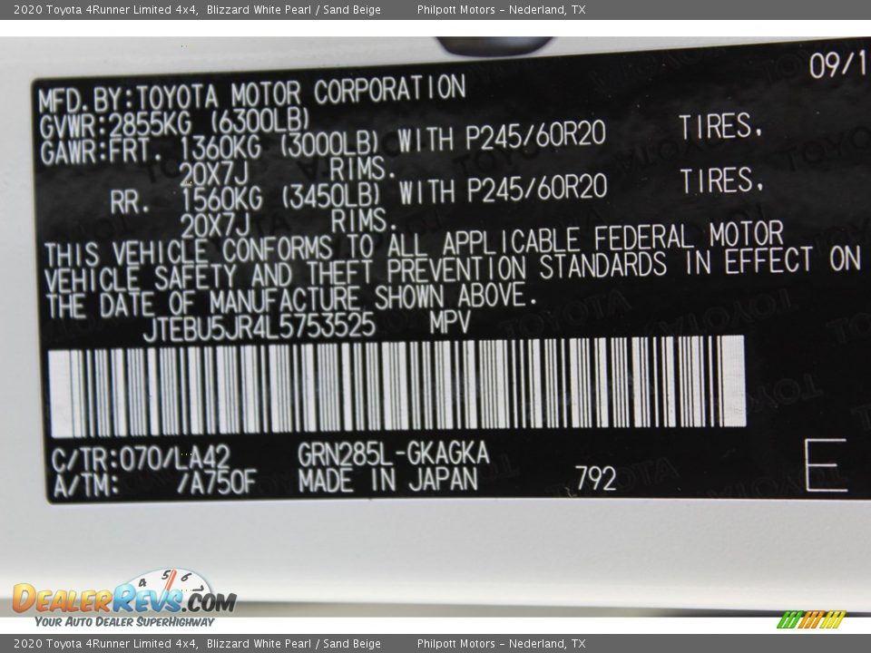 2020 Toyota 4Runner Limited 4x4 Blizzard White Pearl / Sand Beige Photo #23